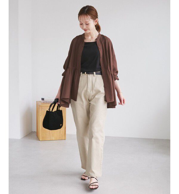 Rope&rsquo;Picnic「【UVケア・防シワ】羽織れるピンタックデザインペプラムシャツ」|シャツ・ブラウス|