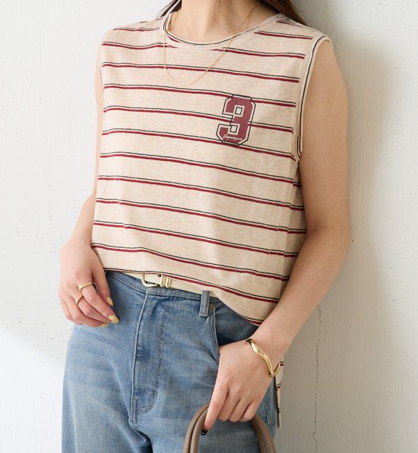  「シアーボーダーナンバーロゴノースリーブ」|Tシャツ・カットソー|