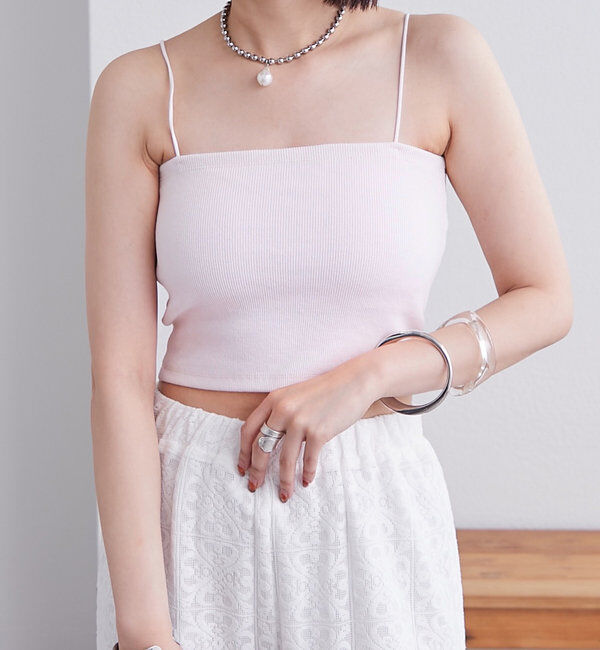  「【万能インナー/嬉しい7色展開】パット付きショートキャミソール2」|キャミソール|ピンク