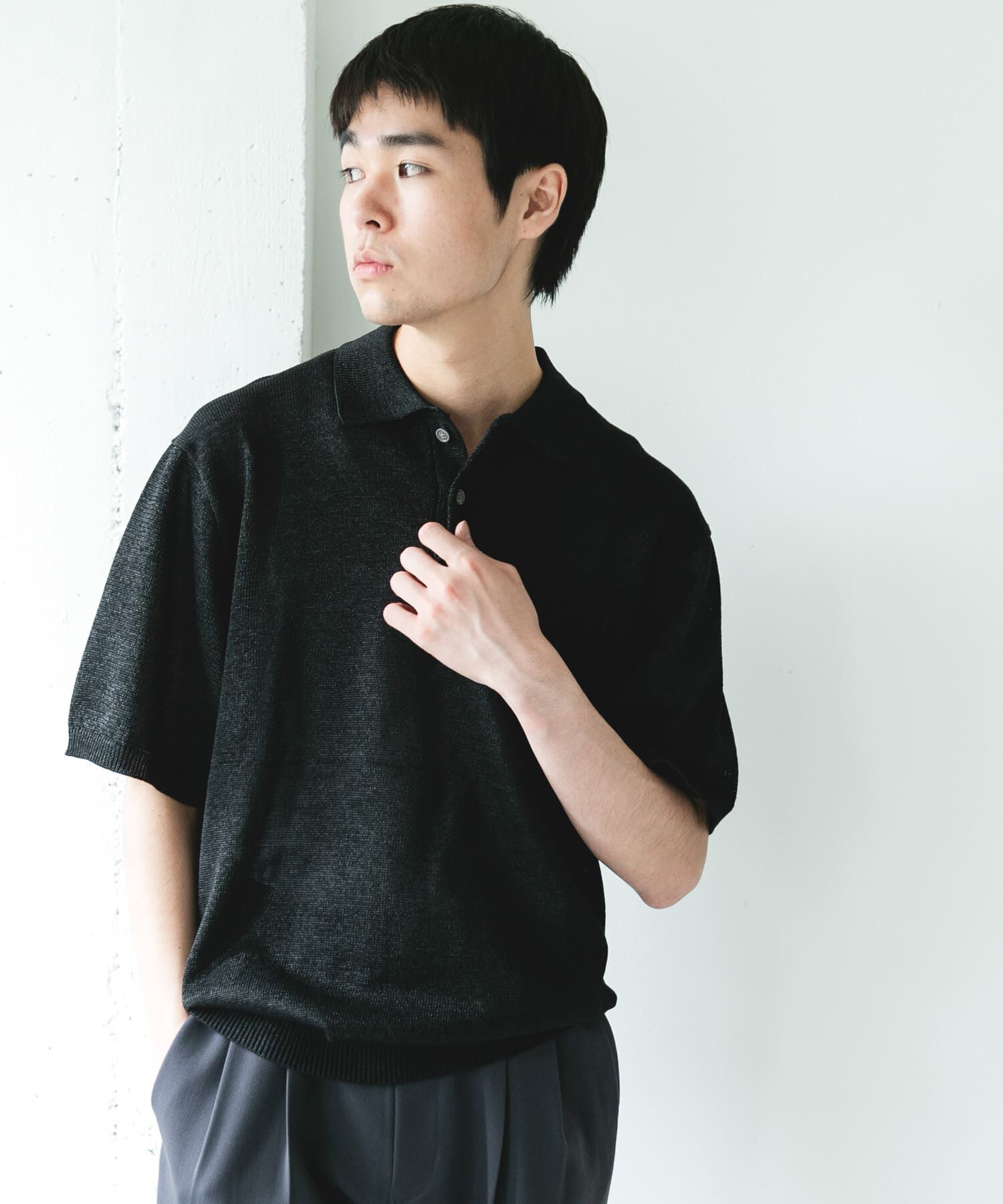 URBAN RESEARCH DOORS「『洗濯可/UVカット』『URTECH』Aircare ショートスリーブニットポロ」|ニット・セーター|