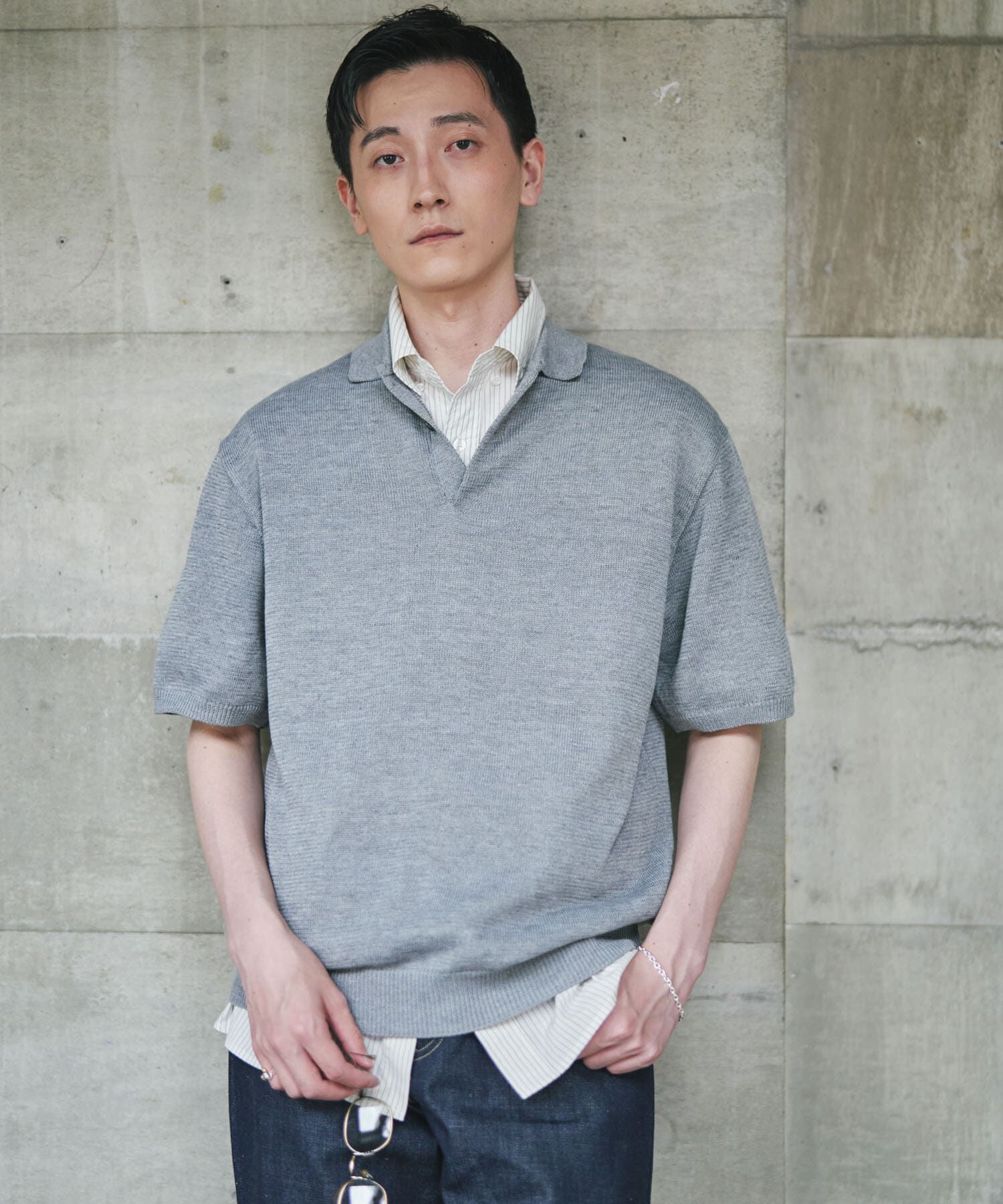 URBAN RESEARCH DOORS「『洗濯可/UVカット』『URTECH』Aircare ショートスリーブニットポロ」|ニット・セーター|