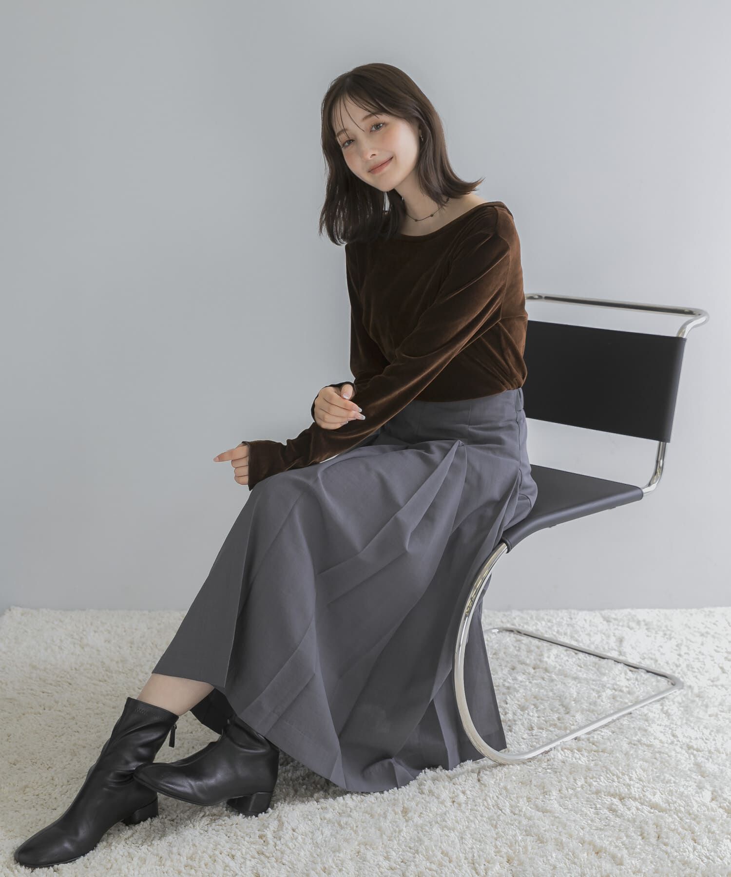URBAN RESEARCH ROSSO「シアーベロアバックシームカットソー」|Tシャツ・カットソー|