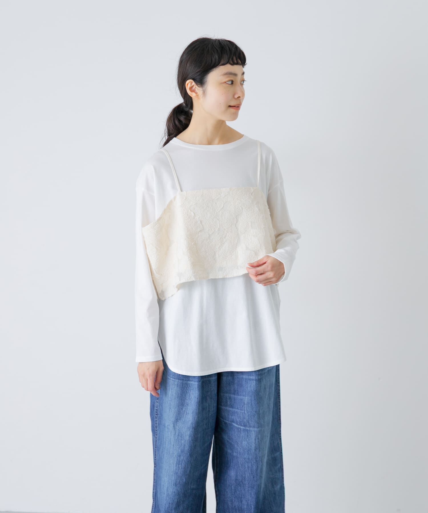 かぐれ「カッティング刺繍キャミソール」|キャミソール|アイボリー