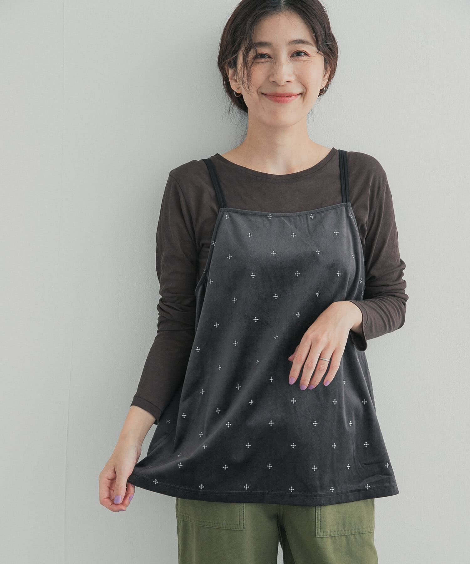 URBAN RESEARCH DOORS「刺繍ベロアキャミチュニック 26AW」|キャミソール|