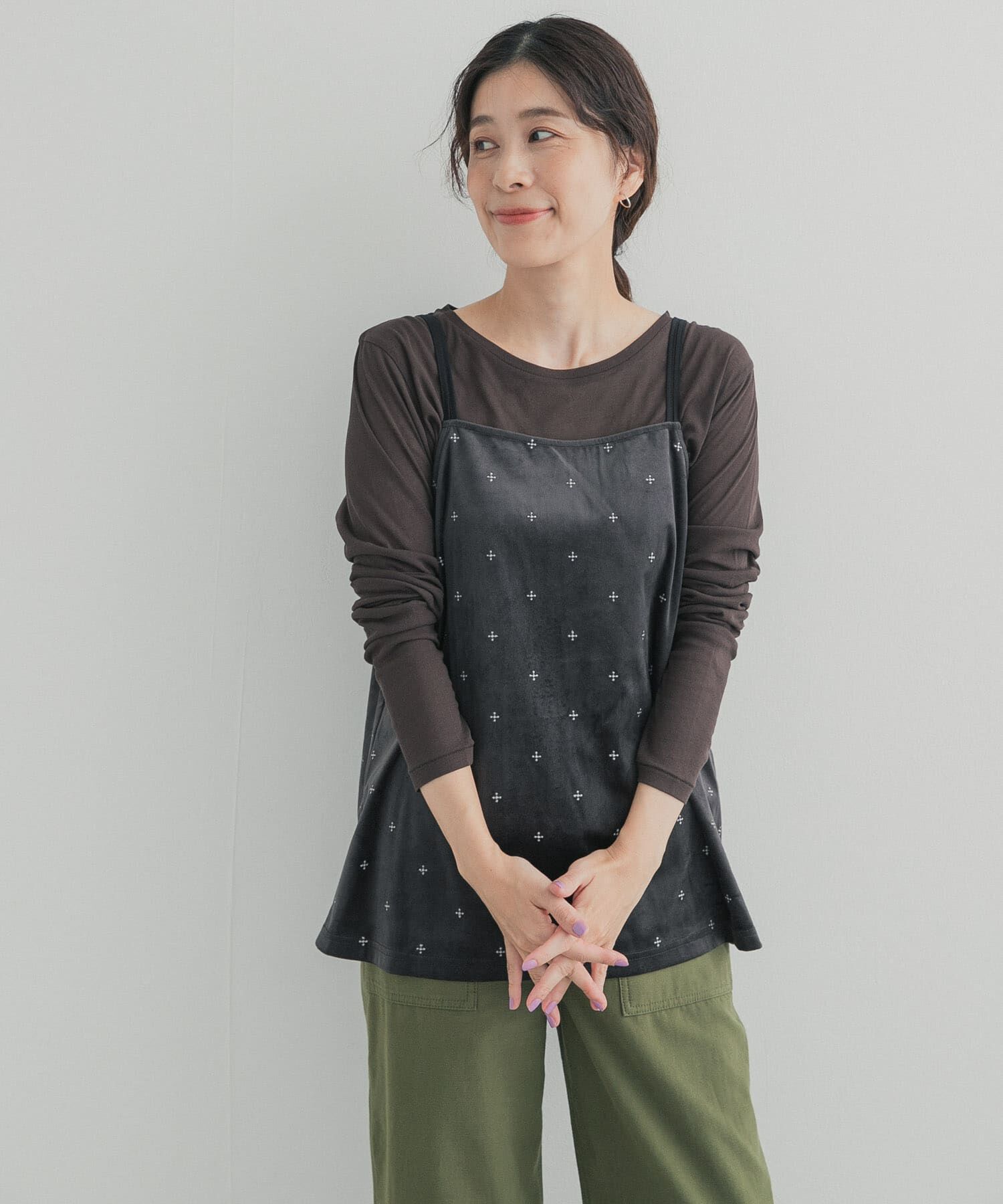 URBAN RESEARCH DOORS「刺繍ベロアキャミチュニック 26AW」|キャミソール|