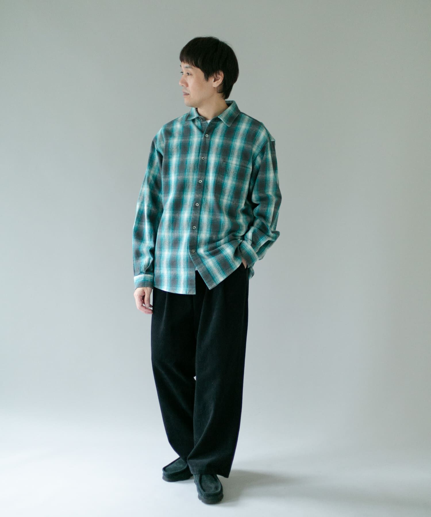 URBAN RESEARCH DOORS「『XLサイズ/WEB限定』USAコットン オンブレチェック シャツ」|シャツ・ブラウス|