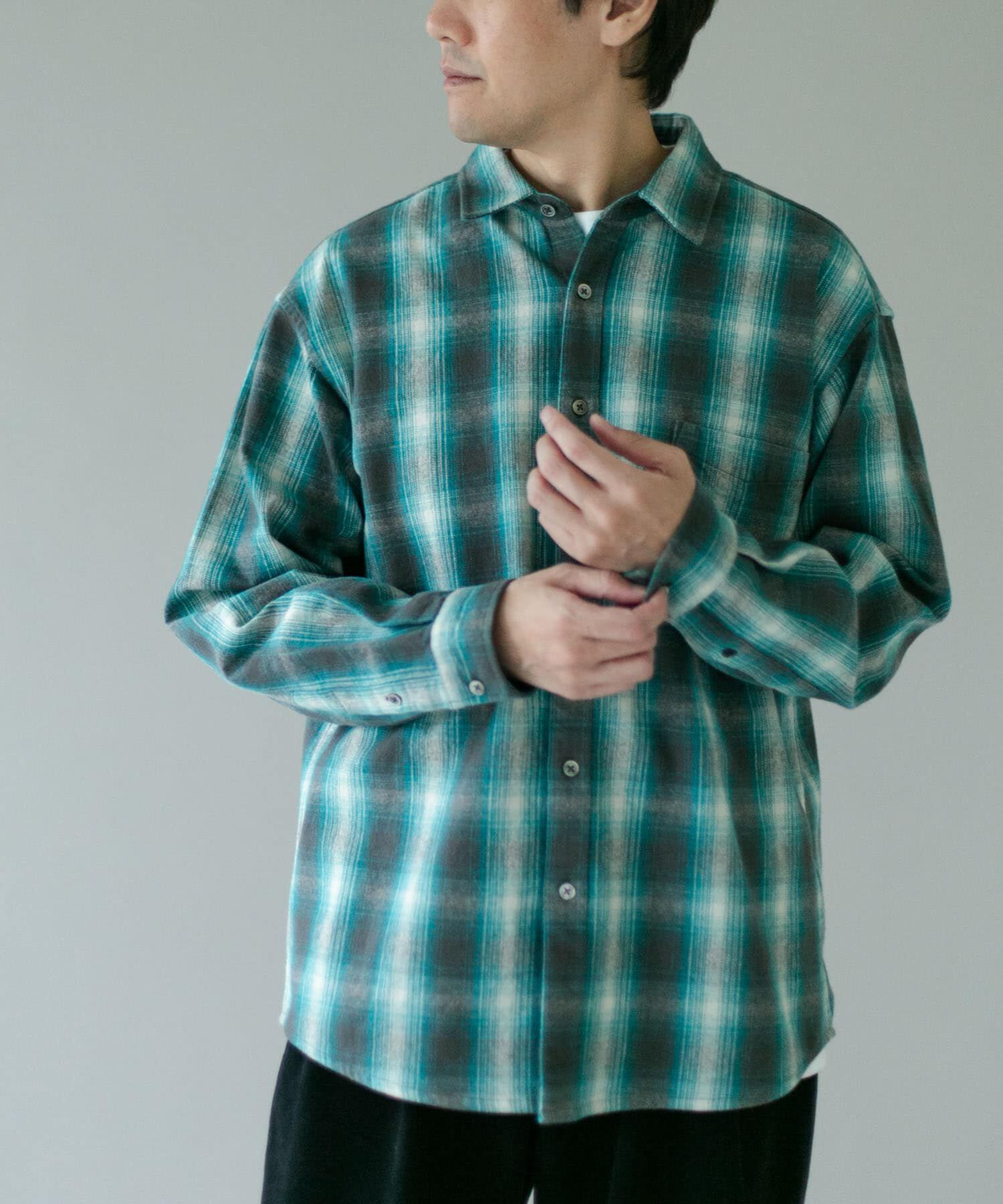 URBAN RESEARCH DOORS「『XLサイズ/WEB限定』USAコットン オンブレチェック シャツ」|シャツ・ブラウス|