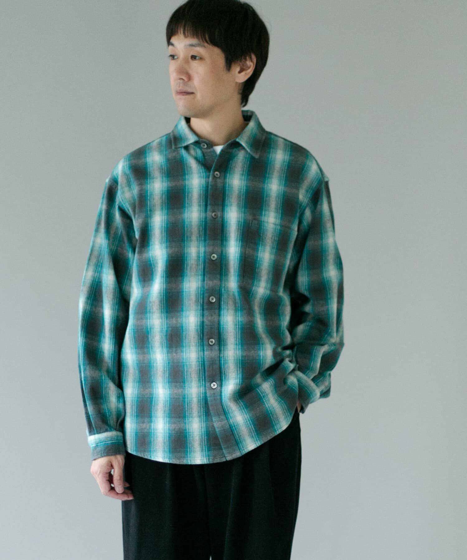 URBAN RESEARCH DOORS「『XLサイズ/WEB限定』USAコットン オンブレチェック シャツ」|シャツ・ブラウス|