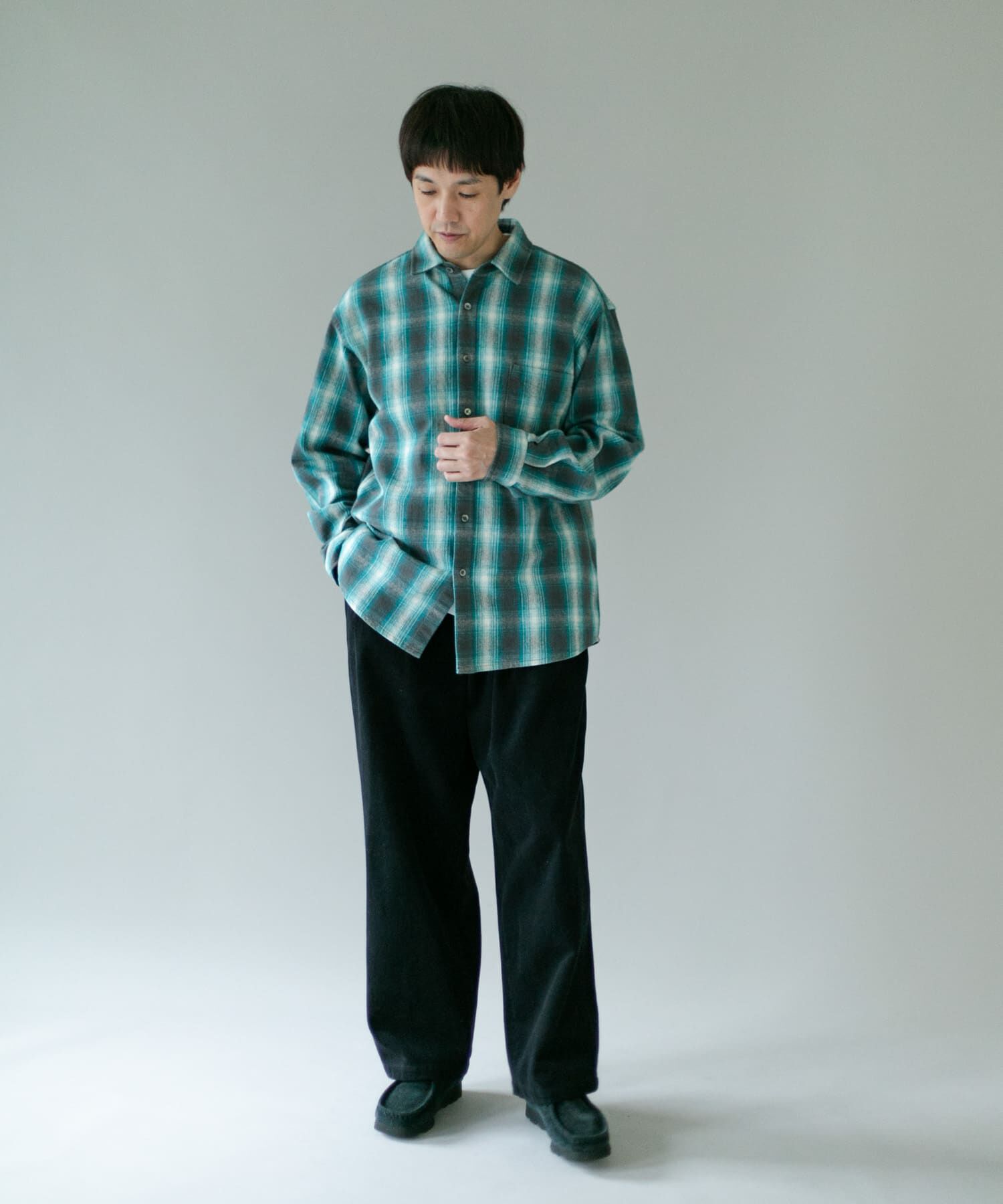 URBAN RESEARCH DOORS「『XLサイズ/WEB限定』USAコットン オンブレチェック シャツ」|シャツ・ブラウス|