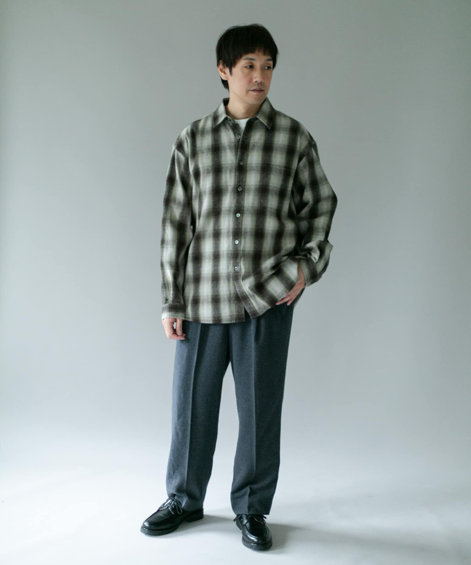 URBAN RESEARCH DOORS「『XLサイズ/WEB限定』USAコットン オンブレチェック シャツ」|シャツ・ブラウス|