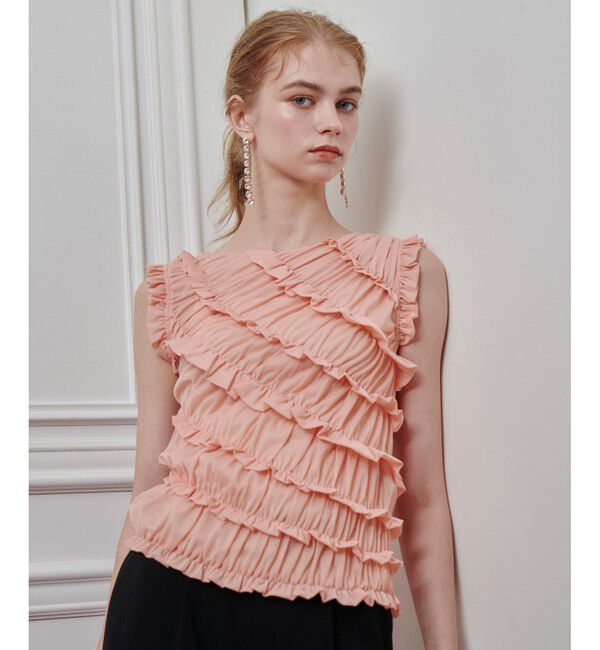 LOULOU WILLOUGHBY「【LOULOU WILLOUGHBY】オーガンジートリコットギャザープルオーバー」|Tシャツ・カットソー|