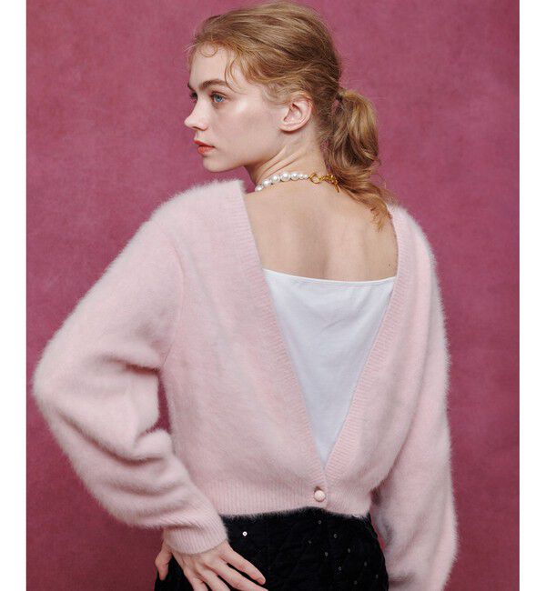 LOULOU WILLOUGHBY「【LOULOU WILLOUGHBY】カシミヤブレンドファー加工Ｖカーディガン」|カーディガン|