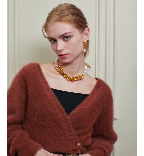 LOULOU WILLOUGHBY「【LOULOU WILLOUGHBY】カシミヤブレンドファー加工Ｖカーディガン」|カーディガン|