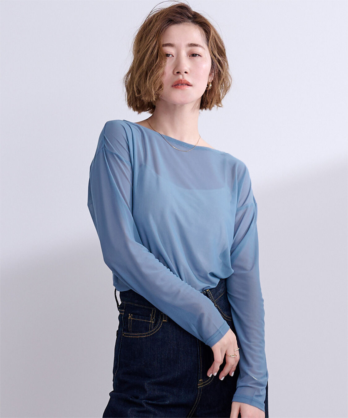 ur's「シアーボートネックプルオーバー」|Tシャツ・カットソー|ブルー