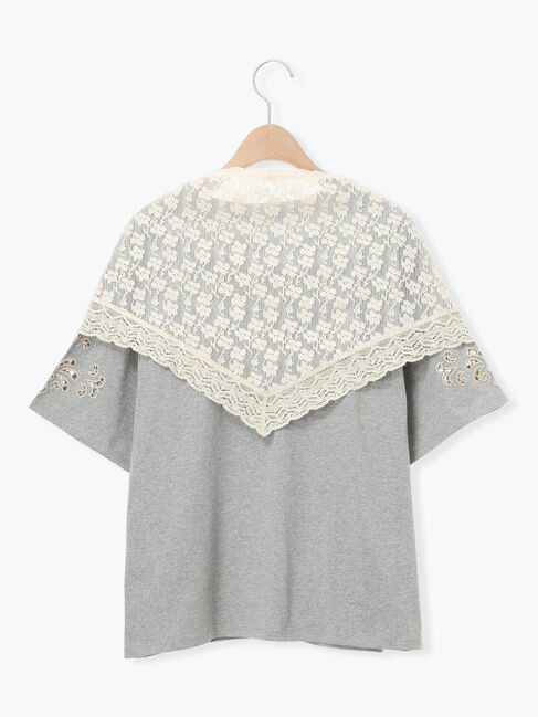Samansa Mos2「三角ストール付カットワーク刺繍Tシャツ」|Tシャツ・カットソー|