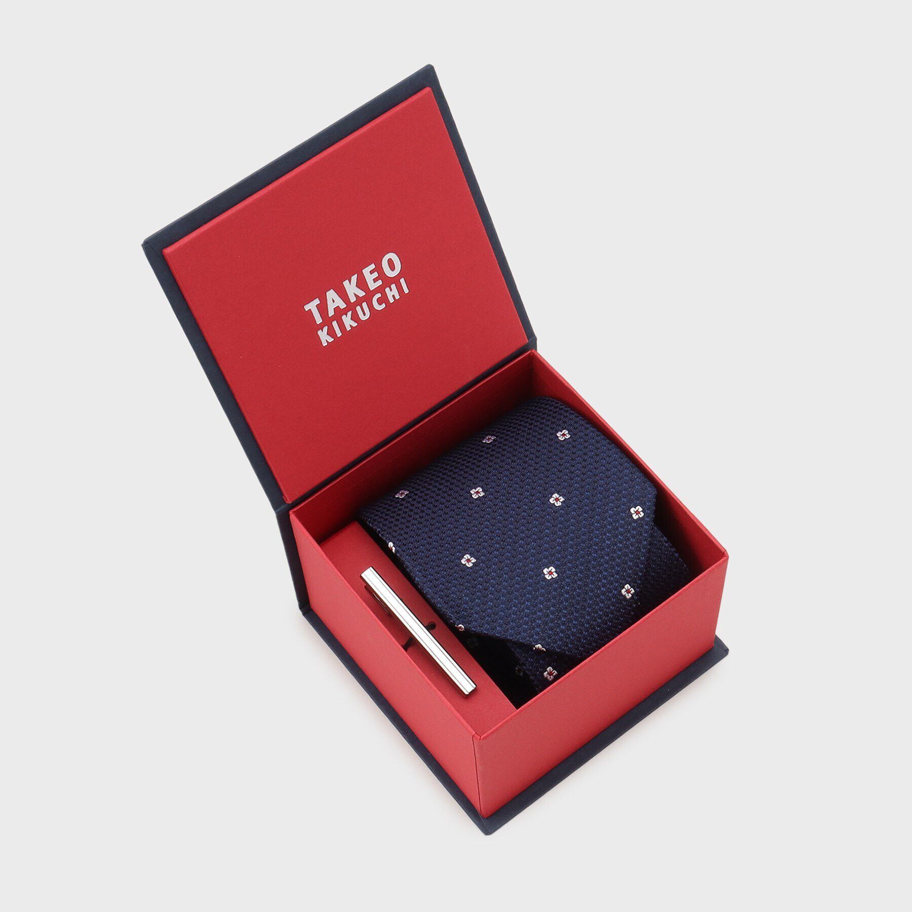 TAKEO KIKUCHI「【BOX/LIMITED】フラワードットネクタイ＆タイバーセット」|ネクタイ・蝶ネクタイ|ネイビー(493)