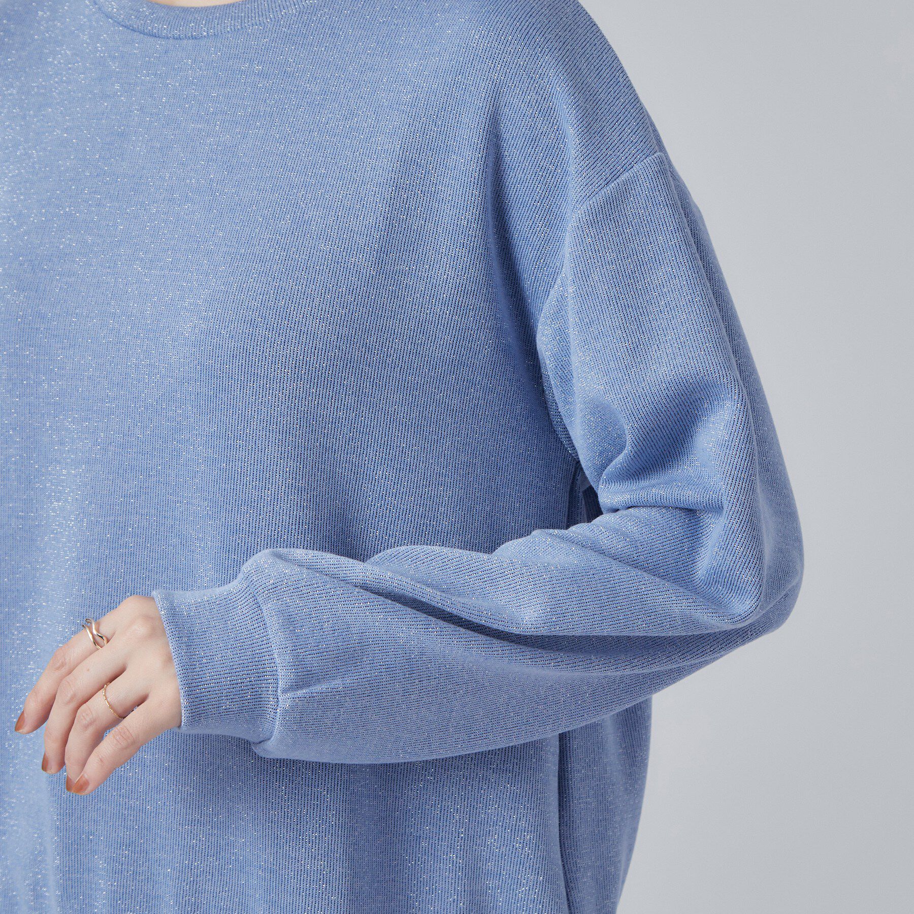 SHOO･LA･RUE「【S-LL/洗濯機可/体型カバー】インせず着られる レイヤード風 ラメ入りトップス」|Tシャツ・カットソー|