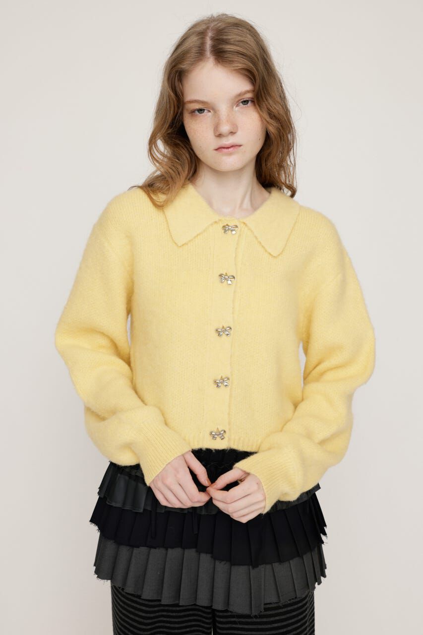SLY「RIBBON BUTTON SHAGGY カーディガン」|カーディガン|