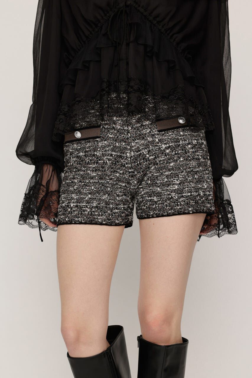 SLY「BICOLOR TWEED KNIT ショートパンツ」|その他|BLK