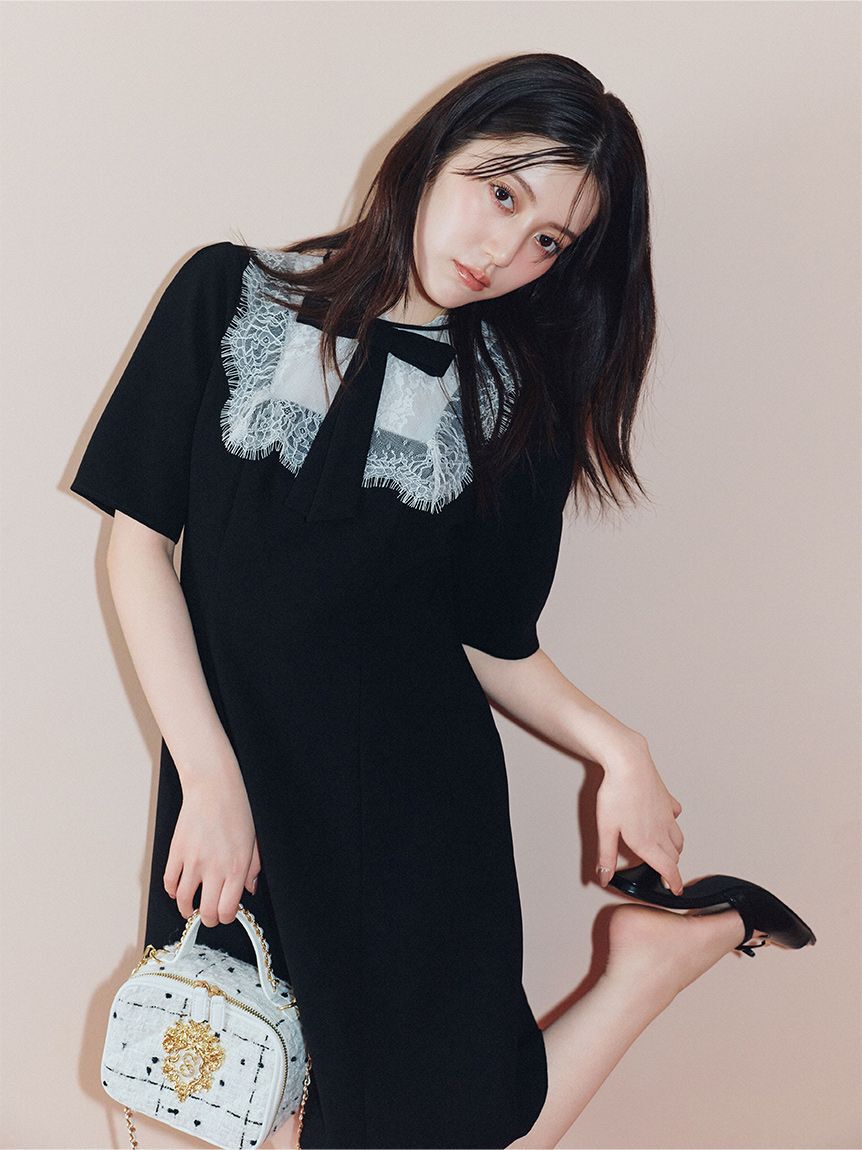 SNIDEL「【WEB限定】フレンチリボンレースカラードレス」|ワンピース|
