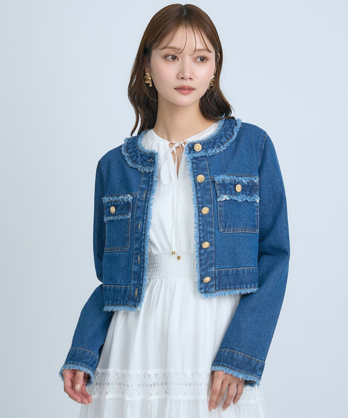アンドクチュール「フリンジデニムジャケット」|デニムジャケット|