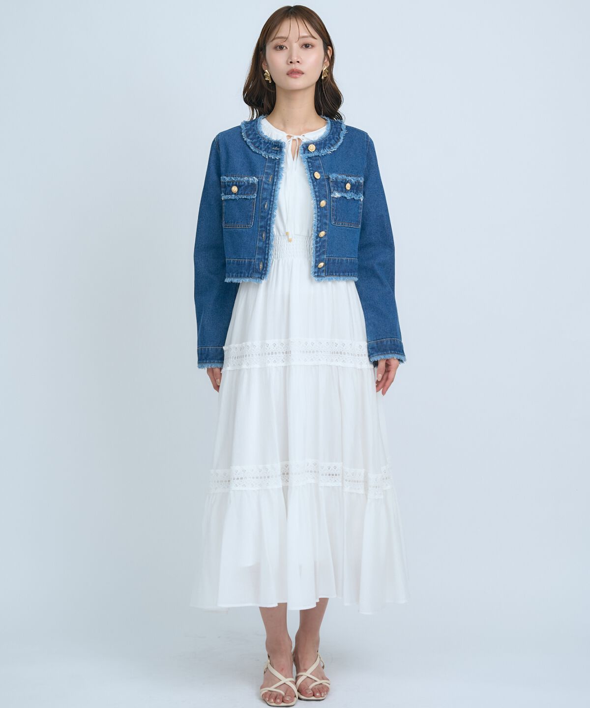 アンドクチュール「フリンジデニムジャケット」|デニムジャケット|