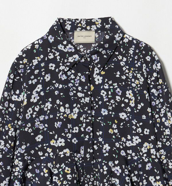 UNITED ARROWS「チェック フラワー プリント ブラウス」|シャツ・ブラウス|