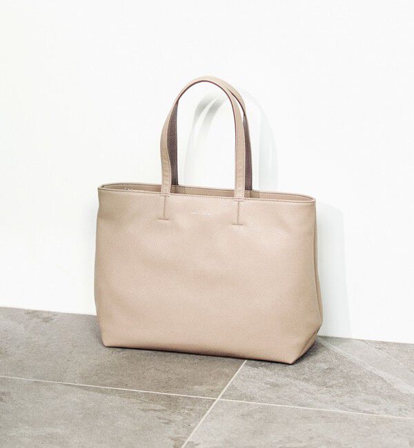 UNITED ARROWS green label relaxing「シボ レザーライク ジップ トート バッグ」|トートバッグ|BEIGE