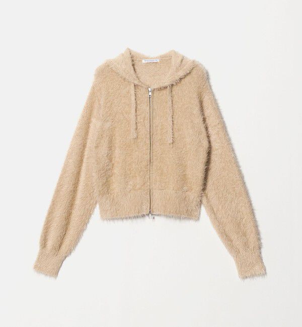 BEAUTY&YOUTH UNITED ARROWS「ナイロンブレンド フェザーニット ジップフーディ」|カーディガン|BEIGE