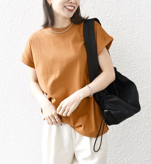 SHIPS any「〈抗菌防臭/洗濯機可能〉USAコットン フレンチスリーブ TEE」|Tシャツ・カットソー|キャメル