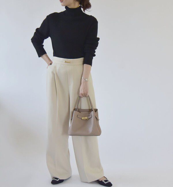 quaranciel「quaranciel:〈手洗い可能〉コットン タートルネック リブ ニット」|ニット・セーター|