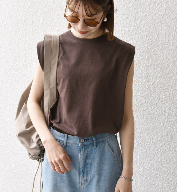 SHIPS any「〈抗菌防臭/洗濯機可能〉USAコットン ラウンドヘム ノースリーブ TEE」|Tシャツ・カットソー|