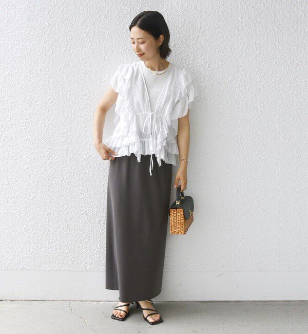 SHIPS for women「〈UVカット / 手洗い可能〉リブ ジャージー 2WAY ストレッチ スカート」|スカート|