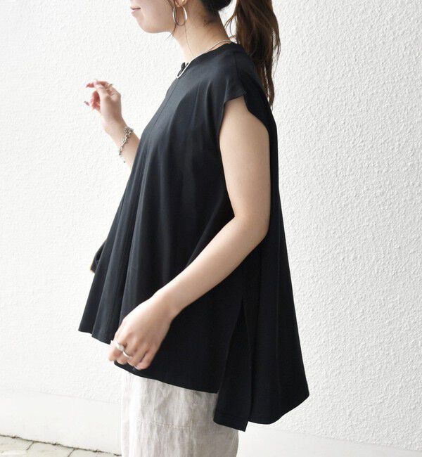 SHIPS any「〈接触冷感/汗染み防止加工/洗濯機可能〉Aライン フレンチスリーブ TEE」|Tシャツ・カットソー|