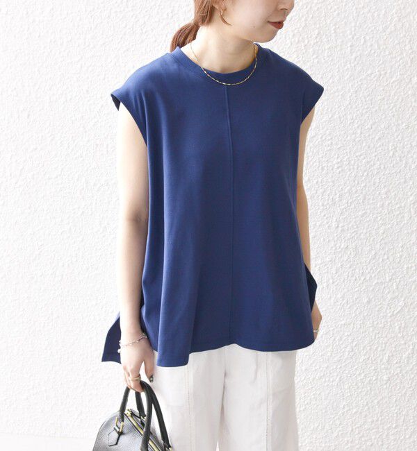 SHIPS any「〈接触冷感/汗染み防止加工/洗濯機可能〉Aライン フレンチスリーブ TEE」|Tシャツ・カットソー|