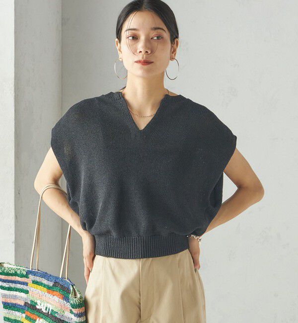 SHIPS for women「〈手洗い可能〉ポリエステル 麻 スキッパー プルオーバー」|プルオーバー|