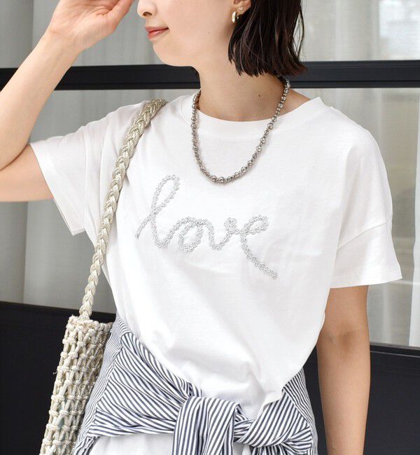 SHIPS for women「【WEB限定】ファンシー コード 刺繍 ロゴ TEE」|Tシャツ・カットソー|