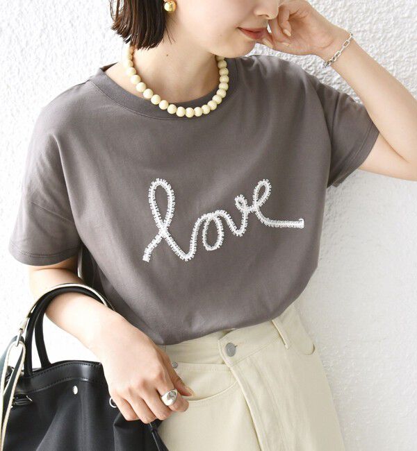 SHIPS for women「【WEB限定】ファンシー コード 刺繍 ロゴ TEE」|Tシャツ・カットソー|ダークグレー