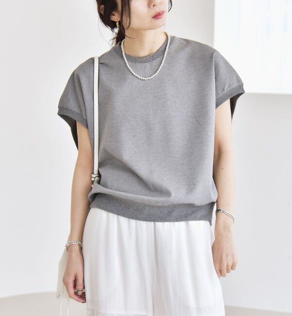 quaranciel「〈洗濯機可能〉ライト ポンチ コンパクト フレンチスリーブ TEE」|Tシャツ・カットソー|