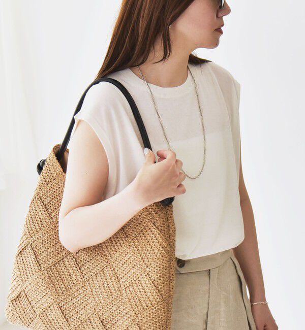 quaranciel「quaranciel:〈接触冷感/手洗い可能〉フレンチスリーブ ベーシック シアー ニット プルオーバー」|ニット・セーター|