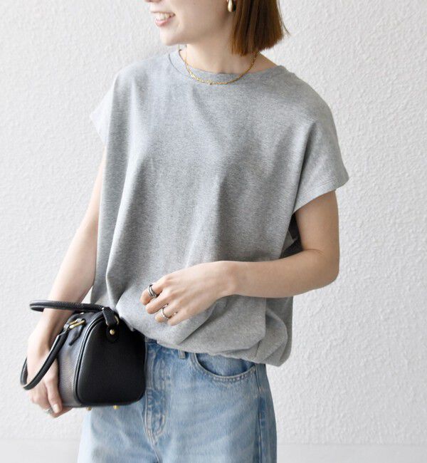SHIPS any「〈接触冷感/汗染み防止加工/洗濯機可能〉ドロスト フレンチスリーブ TEE」|Tシャツ・カットソー|