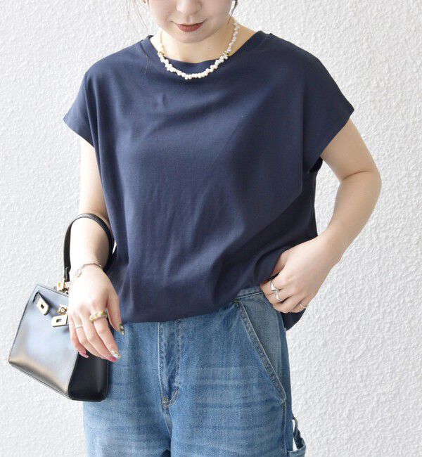 SHIPS any「〈接触冷感/汗染み防止加工/洗濯機可能〉ドロスト フレンチスリーブ TEE」|Tシャツ・カットソー|