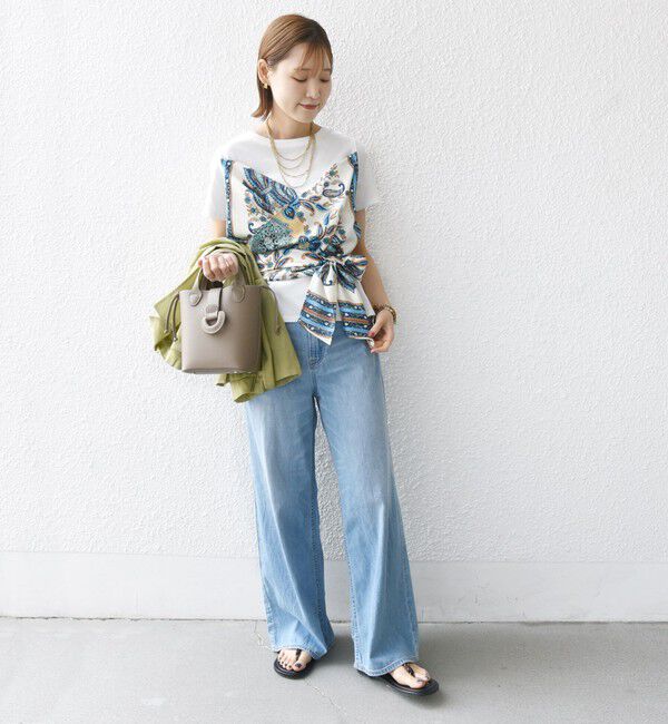 SHIPS for women「【WEB限定】〈手洗い可能〉スカーフ コンビ TEE」|Tシャツ・カットソー|