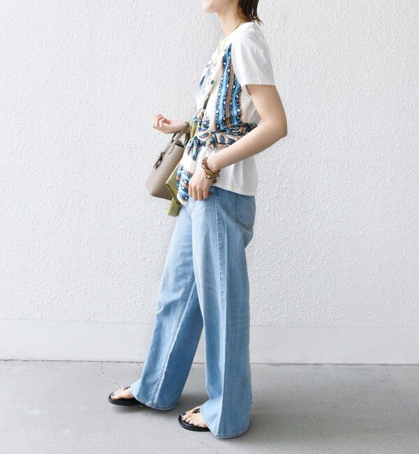 SHIPS for women「【WEB限定】〈手洗い可能〉スカーフ コンビ TEE」|Tシャツ・カットソー|