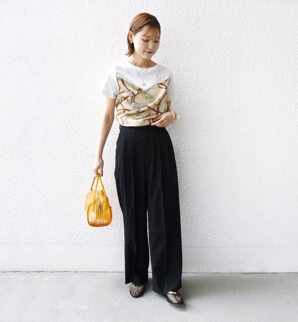 SHIPS for women「【WEB限定】〈手洗い可能〉スカーフ コンビ TEE」|Tシャツ・カットソー|