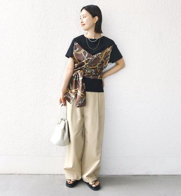 SHIPS for women「【WEB限定】〈手洗い可能〉スカーフ コンビ TEE」|Tシャツ・カットソー|