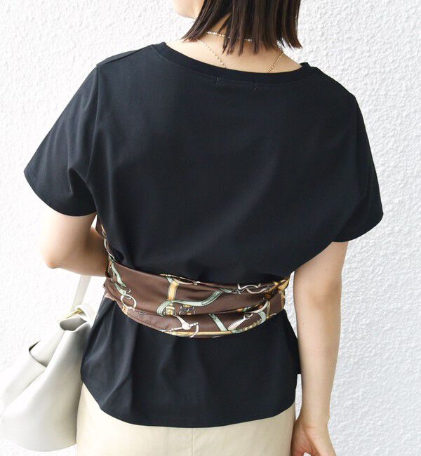 SHIPS for women「【WEB限定】〈手洗い可能〉スカーフ コンビ TEE」|Tシャツ・カットソー|