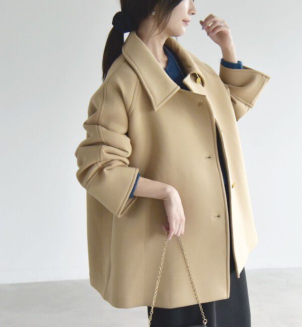 quaranciel「〈手洗い可能〉ダンボール ステンカラー ジャケット コート」|ステンカラーコート|