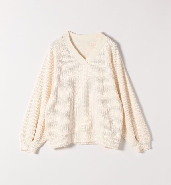 quaranciel「quaranciel:〈手洗い可能〉ケーブル ジャージー Vネック プルオーバー」|Tシャツ・カットソー|