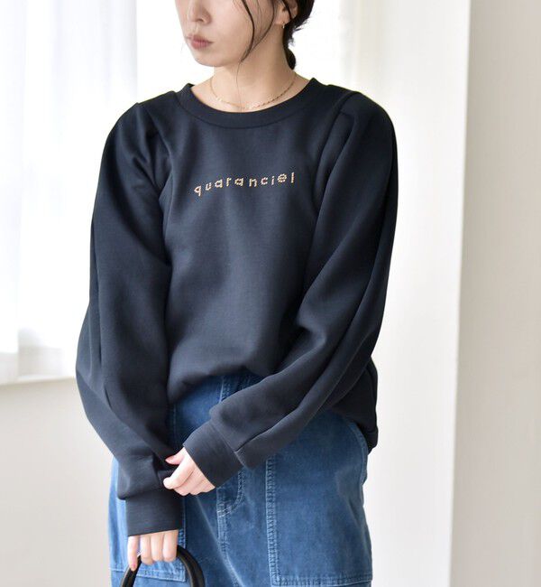 quaranciel「quaranciel:〈洗濯機可能〉スタッズ ロゴ ダンボール スウェット プルオーバー」|スウェット・ジャージ|